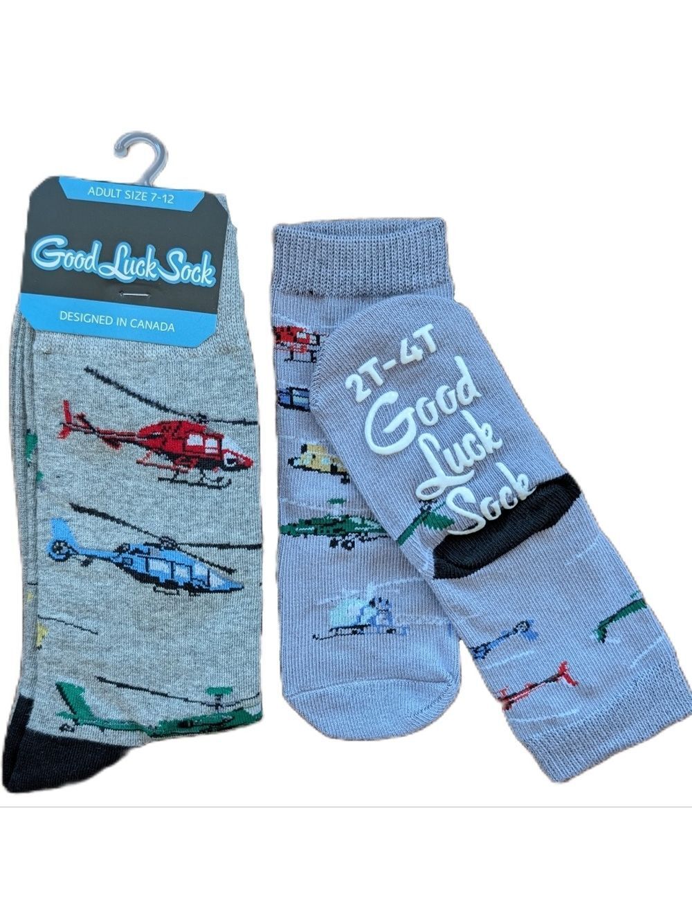 🇨🇦 Good Luck Sock Dad/Toddler Matching Helicopter Design Socks